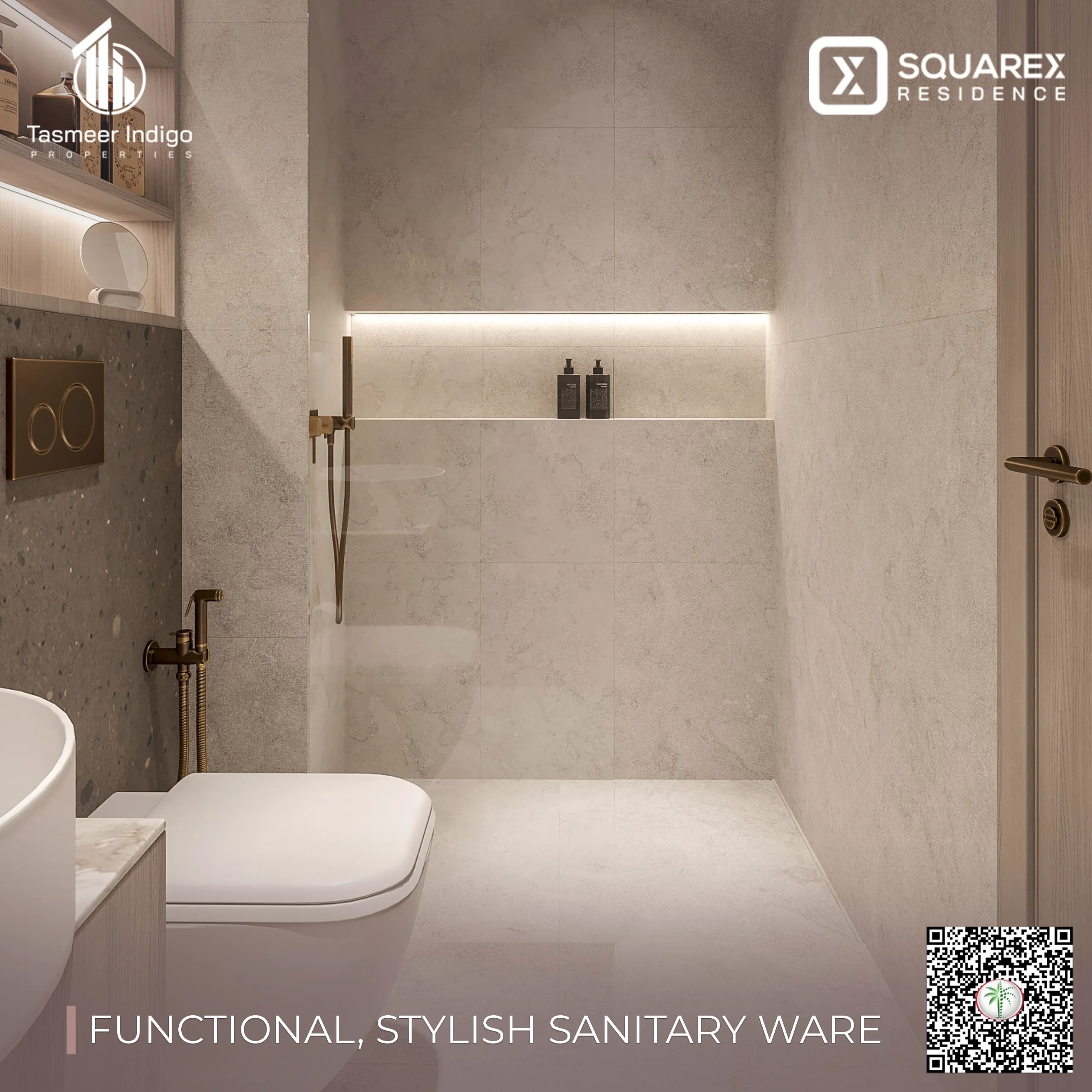 Premium bathroom with marble finishes